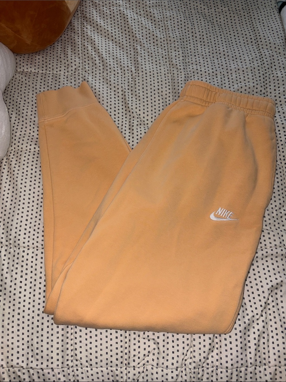 Nike Peach-Orange Fleece Joggers with White Logo